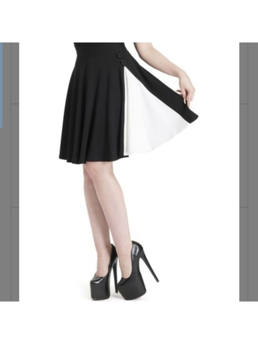 Voodoo Vixen Black Button Accent Midi Skirt